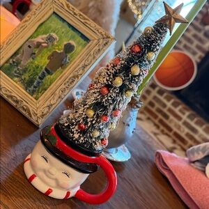 Festive Holiday Tree Mug with Red Handle